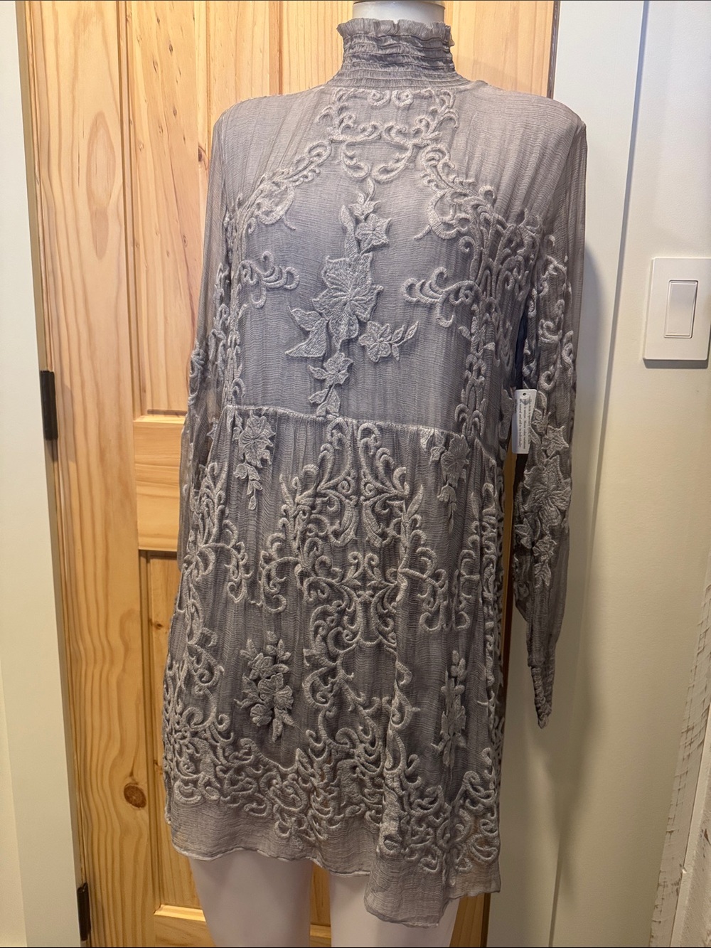 Soft Surroundings Silk Embroidered Tunic Dress